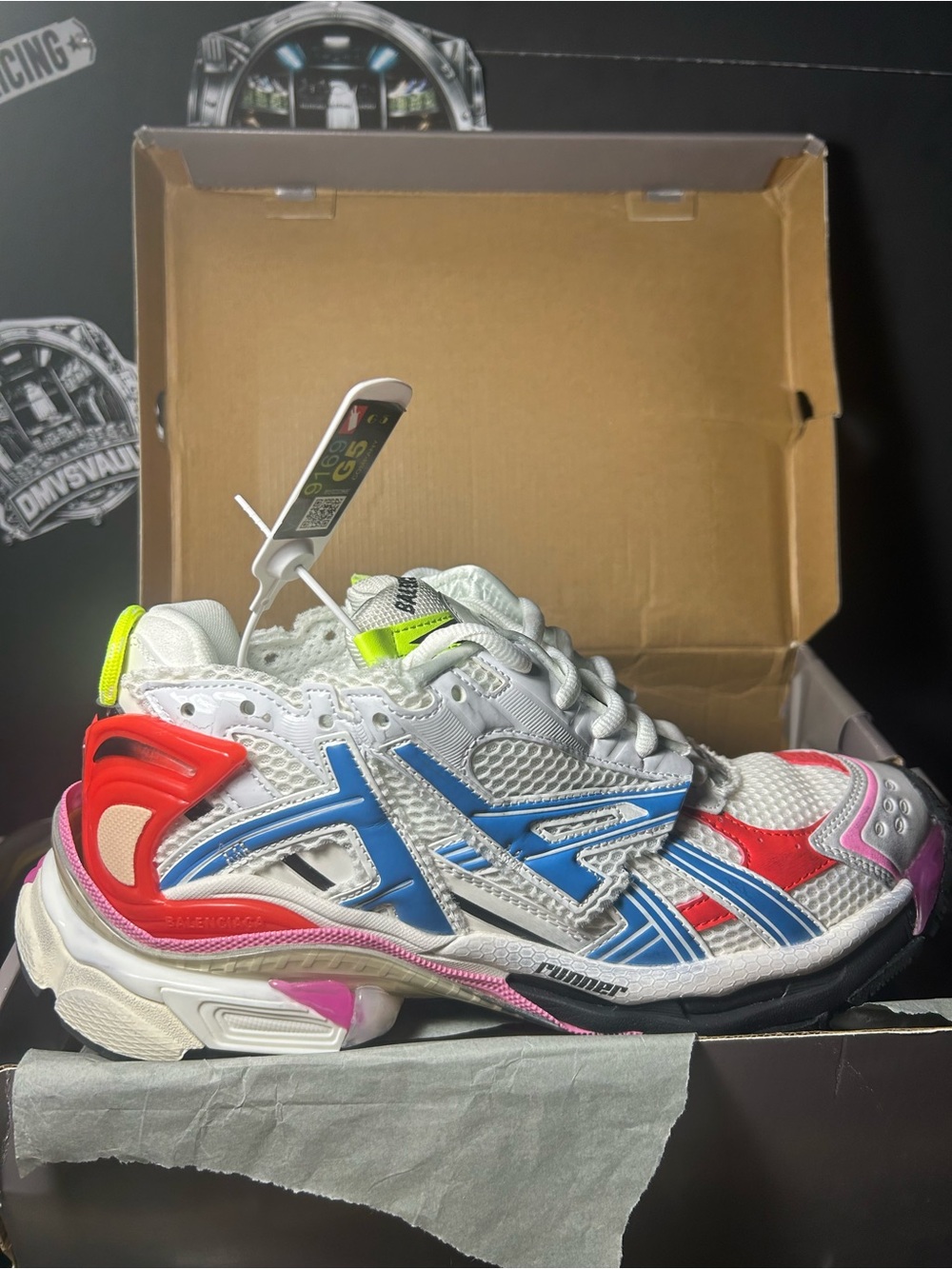 Balenciaga men’s White Multi-Color Runner Sneaker